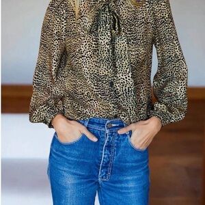 Emerson Fry Tan Leopard Print Blouse